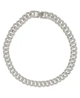 Adornia Silver-Tone Plated Crystal Thick Cuban Curb Chain Necklace