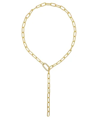 Adornia Women's 14K Gold-Tone Plated Y-Shaped Lariat Crystal Lock Necklace