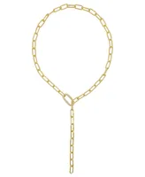 Adornia Women's 14K Gold-Tone Plated Y-Shaped Lariat Crystal Lock Necklace