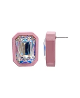 Adornia Edged Crystal Cushion Centre Stud Earrings