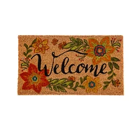 Evergreen Evergreenful Floral Welcome Indoor Outdoor Natural Coir Doormat 1'4"x2'4" Orange