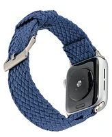 WITHit Blue Woven Perlon Band designed for Apple Watch 42mm (Series 10) & 38/40/41mm - Blue, Silver