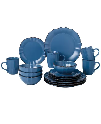 Lorren Home Trends Scalloped Edge 16 Piece Service for 4 Dinnerware Set