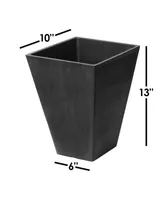 Algreen Valencia Square Flower Pot Planter Black 10 Inch