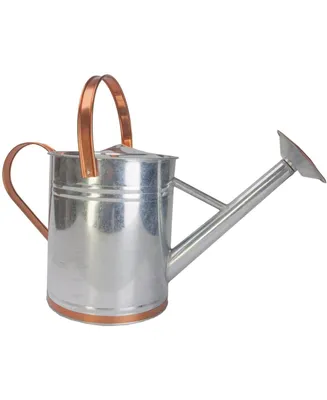 Panacea Metal Watering Can, Galvanized Silver/Copper Accents, 2 Gal