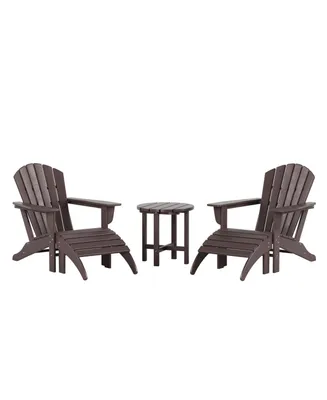 WestinTrends 5-piece Adirondack Chairs with Ottoman Side Table Set