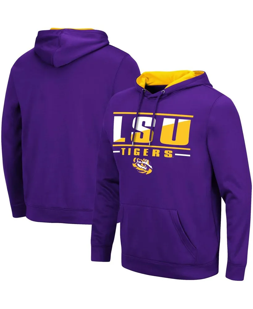 Men's Colosseum Purple Lsu Tigers Slash Stack 2.0 Pullover Hoodie