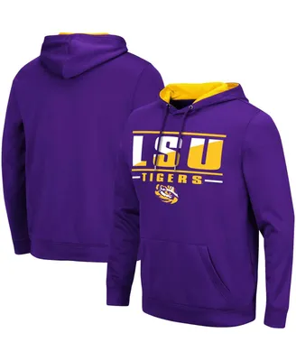 Men's Colosseum Purple Lsu Tigers Slash Stack 2.0 Pullover Hoodie