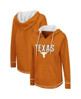 Women's Colosseum Texas Orange Longhorns Tunic Pullover V-Neck Hoodie