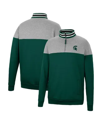Men's Colosseum Green, Heather Gray Michigan State Spartans Be the Ball Quarter-Zip Top
