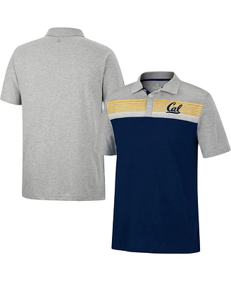 Men's Colosseum Navy, Heathered Gray Cal Bears Caddie Polo Shirt