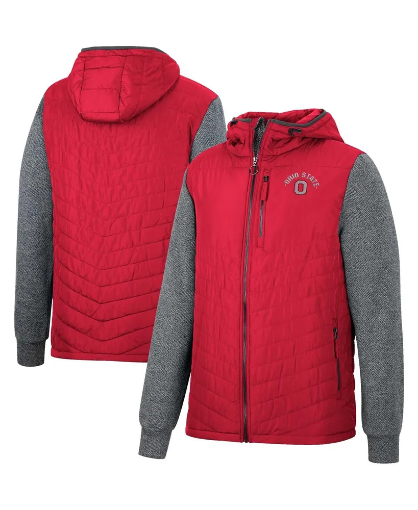 Men's Colosseum Scarlet Ohio State Buckeyes Course Herringbone Full-Zip Hoodie