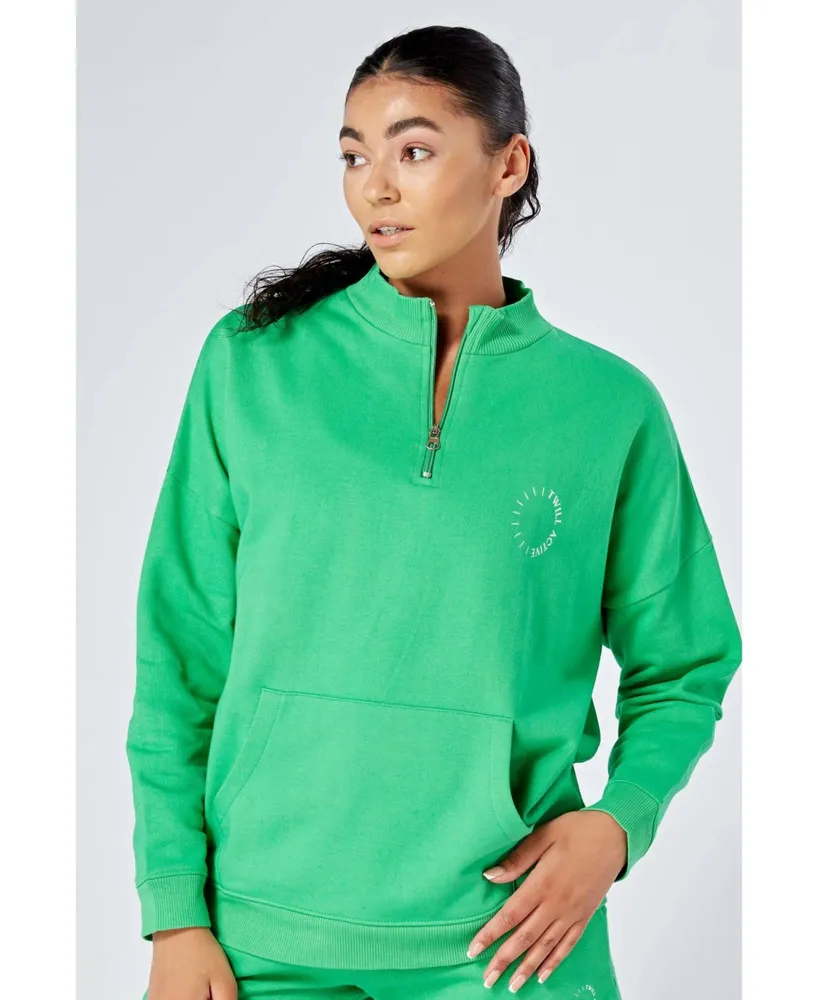 Women's Essentials Oversized Funnel Neck Zip up Sweatshirt