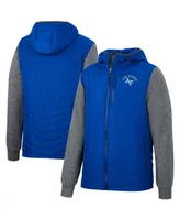 Men's Colosseum Royal, Charcoal Air Force Falcons Course Herringbone Full-Zip Hoodie