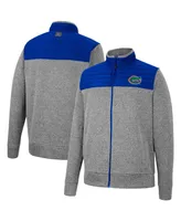Men's Colosseum Gray, Royal Florida Gators Putter Herringbone Full-Zip Jacket