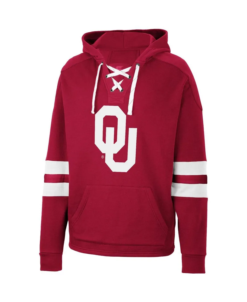 Men's Colosseum Crimson Oklahoma Sooners Lace-Up 4.0 Pullover Hoodie
