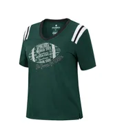 Women's Colosseum Heathered Green Michigan State Spartans 15 Min Early Football V-Neck T-shirt