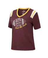Women's Colosseum Heathered Maroon Arizona State Sun Devils 15 Min Early Football V-Neck T-shirt
