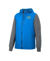 Men's Colosseum Blue, Charcoal Ucla Bruins Course Herringbone Full-Zip Hoodie