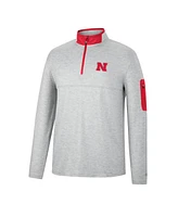 Men's Colosseum Heathered Gray, Scarlet Nebraska Huskers Country Club Windshirt Quarter-Zip Jacket