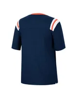 Women's Colosseum Heathered Navy Auburn Tigers 15 Min Early Football V-Neck T-shirt