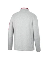 Men's Colosseum Heathered Gray, Crimson Washington State Cougars Country Club Windshirt Quarter-Zip Jacket
