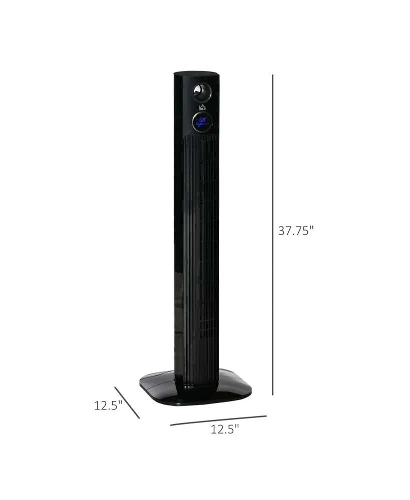 Freestanding Oscillating Tower Fan w/ 12H Timer, Led & Remote, Black