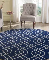 Safavieh Amherst AMT407 Navy and Beige 7' x 7' Round Area Rug