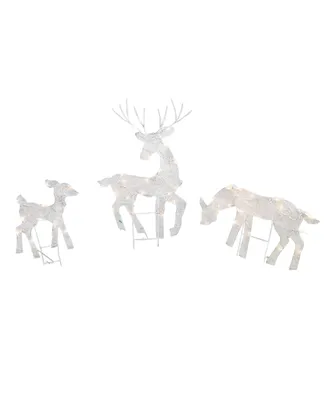 Good Tidings Christmas Decoration, White Reindeer Family, 3 Piece