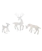 Good Tidings Christmas Decoration, White Reindeer Family, 3 Piece