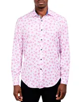 Society of Threads Men's Slim-Fit Performance Stretch Floral Long-Sleeve Button-Down Shirt