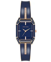 Anne Klein Women's Rose Gold-Tone Alloy with Navy Enamel Bangle Watch 32mm - Rose Gold