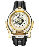 GV2 by Gevril Men's Triton Automatic Genuine Leather Strap Watch 49mm