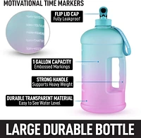 Zulay Kitchen 1 Gallon Water Bottle with Times to Drink (128oz) – Motivational Time Reader Large Jug