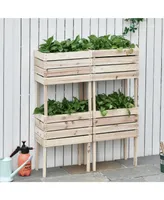 Raised Garden Beds, Set of 4 Wood Box Planters, Draining