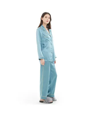 Lilysilk Women's 22MM Gold Piping Silk Pajamas Set