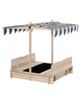 Kids Sandpit Outdoor Backyard Playset w/ Cover Bench Canopy