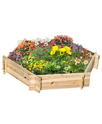 Garden Bed, Wooden 36" Hexagon Planter, Screwless Easy Assembly