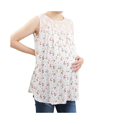 Indigo Poppy Ditsy Floral Sleeveless Maternity Top