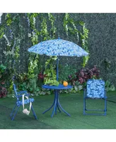 Outsunny Kids Foldable Picnic Table and Chair w/ Removable Adjustable Umbrella