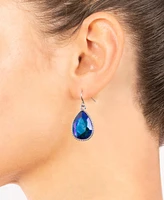 Macy's Pear Shape Crystal Drop Earrings (7/25 ct. t.w.) Fine Silver Plated Brass