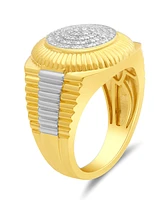 Men's Diamond Two-Tone Circle Cluster Style Ring (1/10 ct. t.w.) 18k Gold-Plate Sterling Silver (Also Silver)