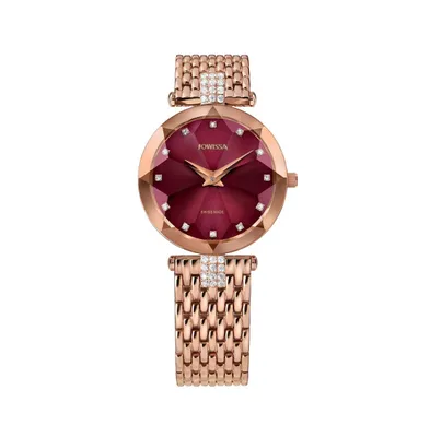 Facet Strass Swiss Rose Gold Plated Ladies 30mm Watch