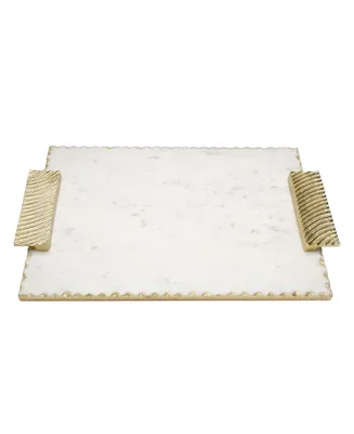 Classic Touch Marble Tray with Decorative Handles