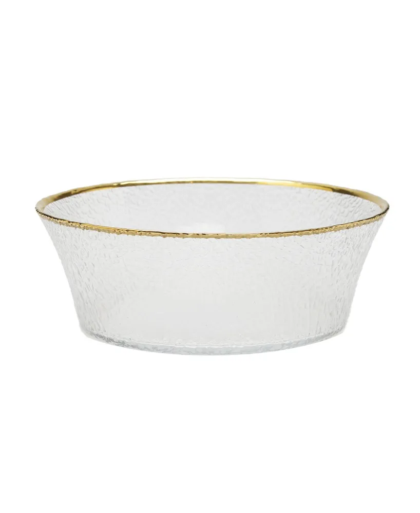 Classic Touch Pebbled Glass Bowl Raised Rim with Border