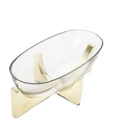 Classic Touch Glass Oval Bowl on Block Base