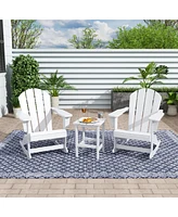 WestinTrends 3 Piece set Outdoor Patio Poly Adirondack rocking chairs with side table