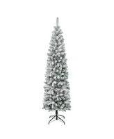 National Tree Company First Traditions 7.5' Acacia Pencil Slim Flocked Tree