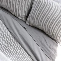 Bokser Home 100% Cotton Textured Stripe Duvet Cover - King/Cal King