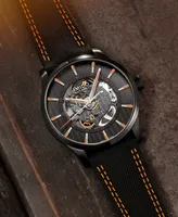 Mido Men's Swiss Automatic Multifort Skeleton Vertigo Black and Orange Fabric Strap Watch 42mm